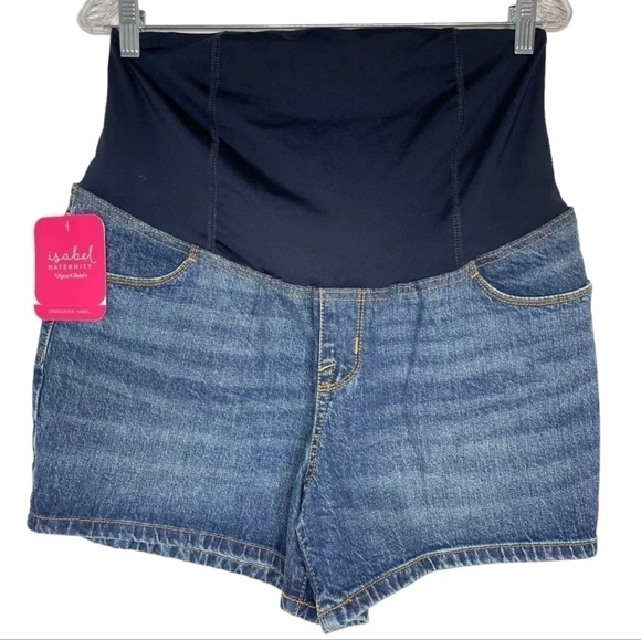 Isabel Maternity Crossover Panel Jean Shorts Size 2/26 NWT - Picture 5 of 9